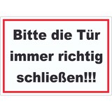 thumbnail of Aufkleber Bitte die Tür immer richtig schwarz-weiss-rot A9 (37x52mm)