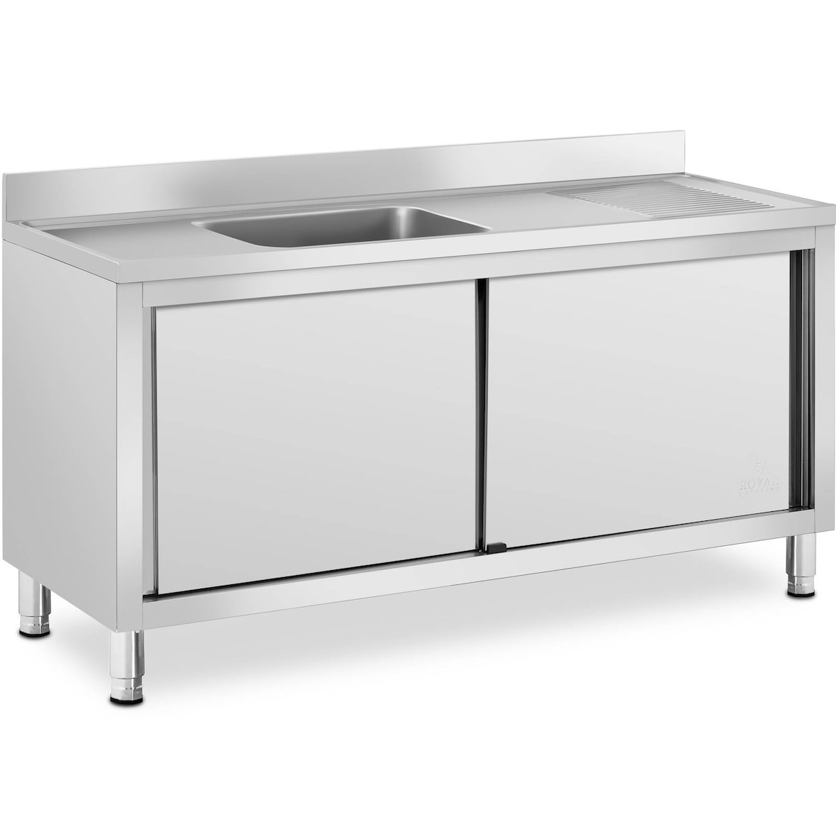 Royal Catering - Royal Catering RC-IKS02 Plonge En Inox Professionnelle Sur Meuble Bas Armoire Placard Avec Évier Acier Inoxydable (1 bac : 500 x