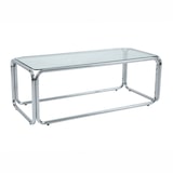thumbnail of Oviala Mesa de centro rectangular de 110 cm de largo en metal y vidrio transparente