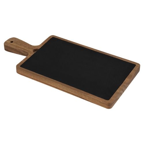 METRO PROFESSIONAL Servierbrett, Schiefer/Akazienholz, 20 x 40 x 2 cm, rechteckig, schwarz/beige, 2 Stück