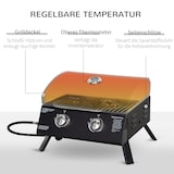 thumbnail of Gasgrill Stahl Schwarz 55x46,5x41 cm, 2 Brenner, Deckel, klappbare Beine