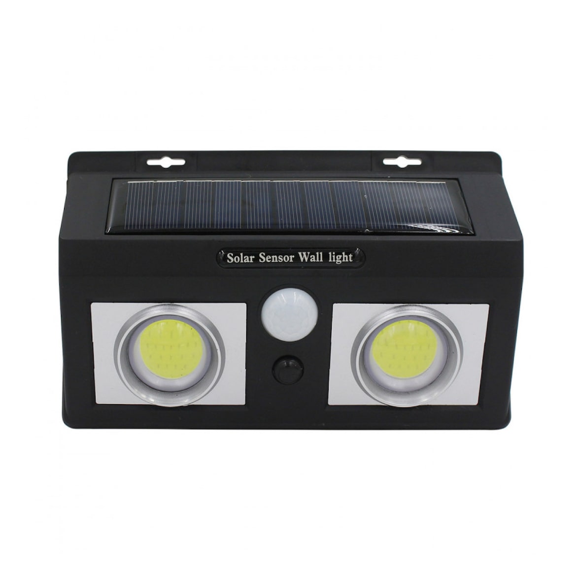 Aplique solar de parede LED 2 luzes com crepúsculo e sensor de movimento preto 7500K 20000H 7hSevenOn