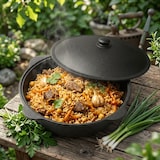 thumbnail of Gusseisen Kasan 12L NAMANGAN Aluminium Deckel Campingtopf Kazan WOK Kessel Camping BBQ Asia Schaumkelle