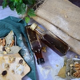 thumbnail of 20 mini glazen flessen 100ml met gouden schroefdop + 20 doosjes voor olie, azijn, alcohol, sauzen en monsters