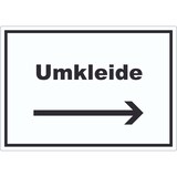thumbnail of Umkleide Aufkleber mit Text und Richtungspfeil rechts Ankleide Kabine waagerecht A7 (74x105mm)