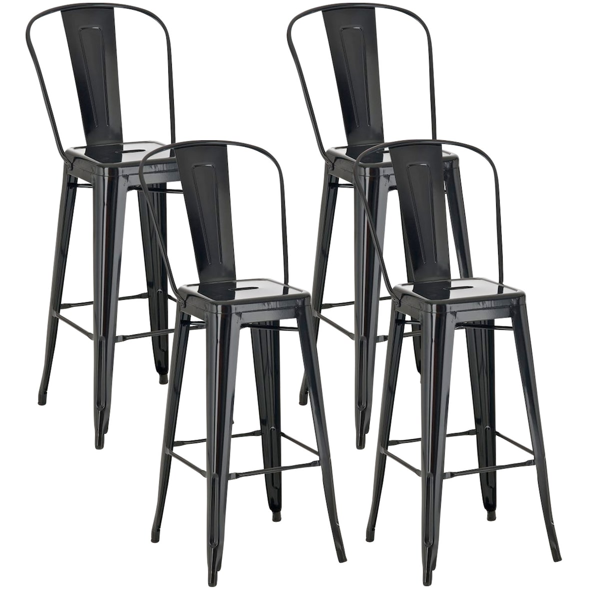Set De 4 Taburetes De Bar Aiden Negro