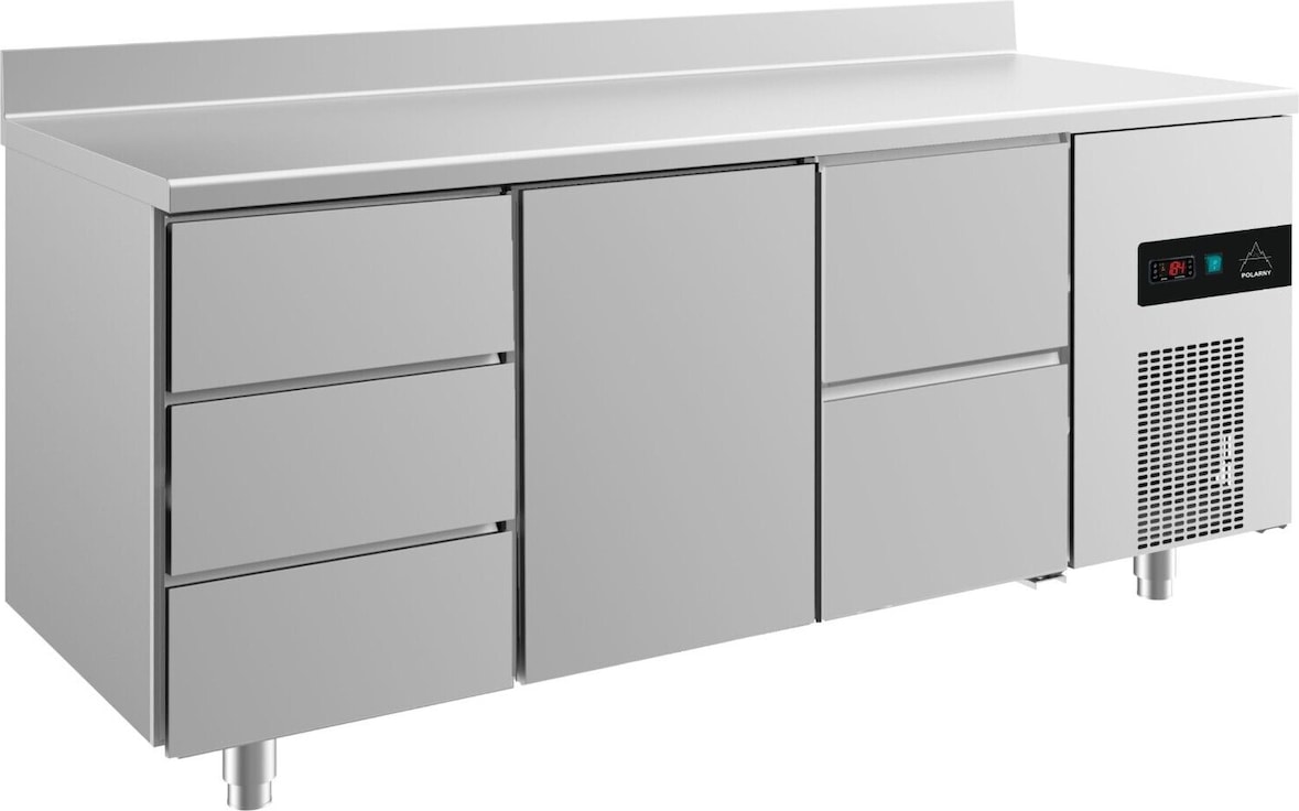 Gastro Kühltisch 1 Tür mittig 2/3 Schubladen rechts&links Umluftkühlung Aufkantung, 1865x700x850mm -2/+8°C  474L