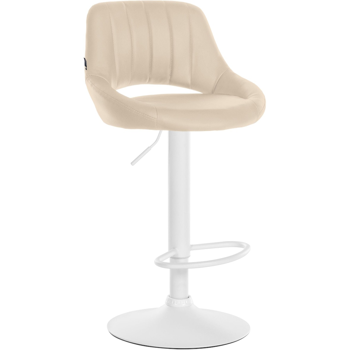 Décoshop26 - Verstelbare barkruk/kinderstoel x1 in crèmekleurig PVC met opengewerkte rugleuning en witte metalen voet 10_0006594