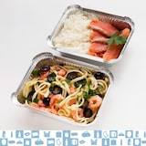 thumbnail of Set von 100 Aluminiumschalen mit Deckel für Lebensmittel, Einweg, 1000 ml - Perfekte Verpackung für Grillfeste, Transport von Lebensmitteln