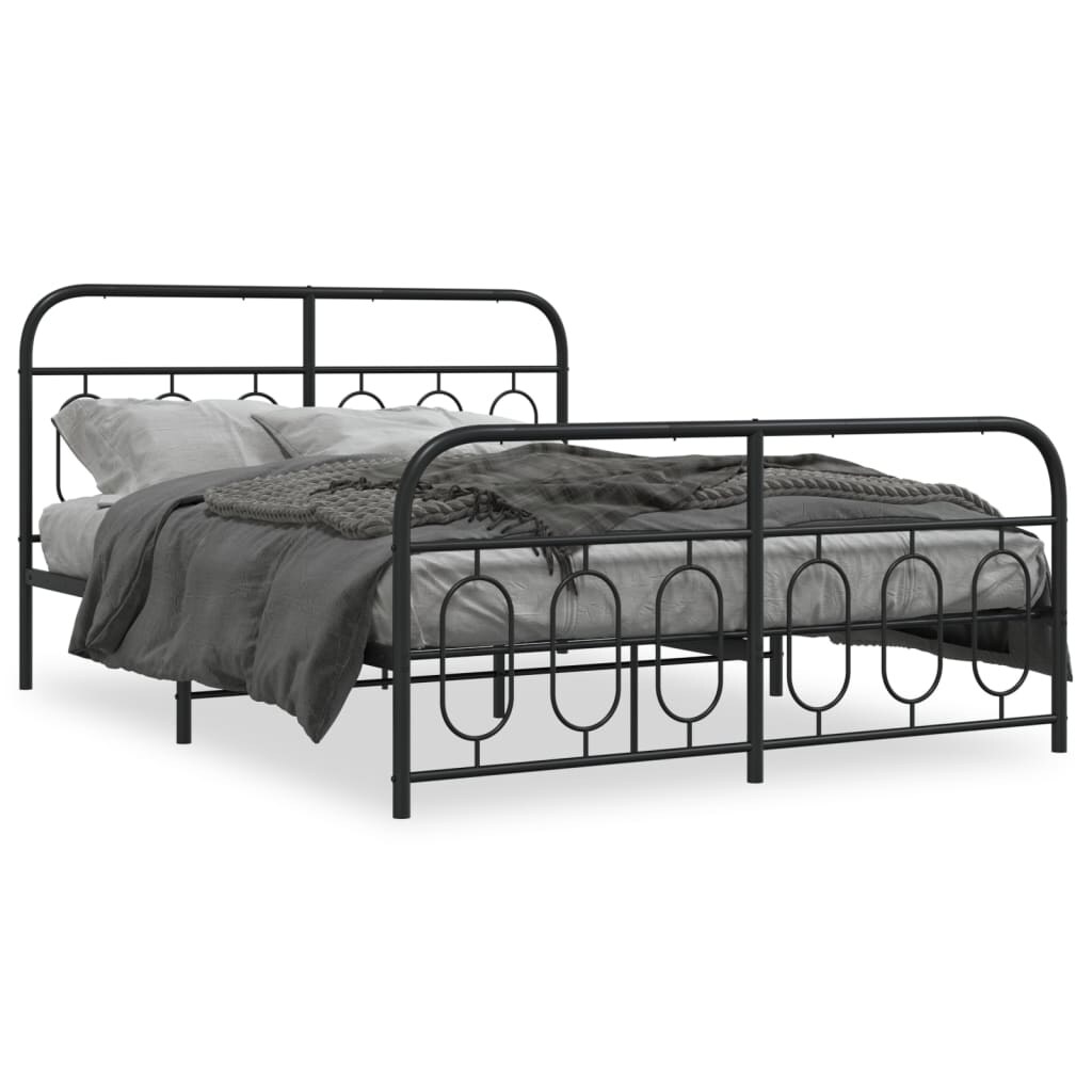 vidaXL Bedframe met hoofd- en voeteneinde metaal zwart 150x200 cm