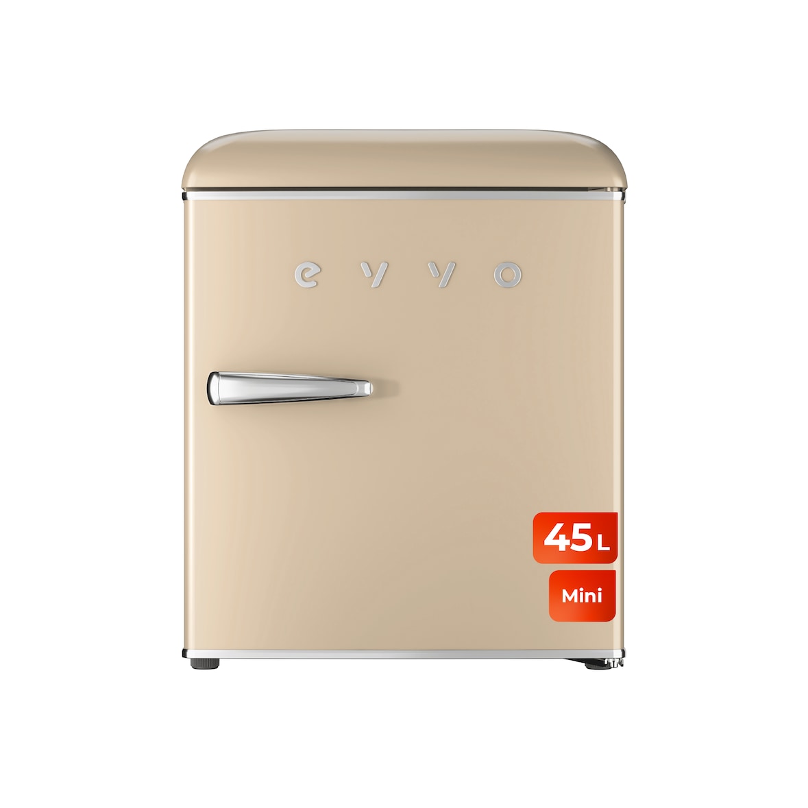 EVVO Frigorífico Mini F20 Retro Beige, 45 l, diseño vintage, bajo consumo, silencioso