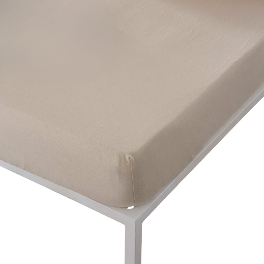 Lençol justo 150 tecido elástico jersey de algodão extra macio fabricado na Espanha Elba Beige Naturals