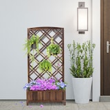 thumbnail of Outsunny jardinera con enrejado jardinera con celosía de madera macetero con soporte para trepadora cultivos plantas en terraza jardín 60x30x122,5 cm