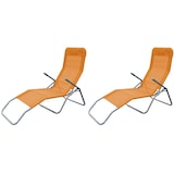 thumbnail of 2er Set Siestaliege Kippliege Sonnenliege Strandliege Garten klappbar orange