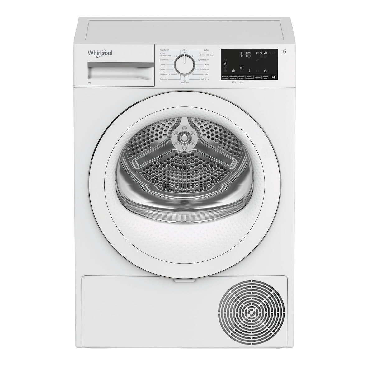 Whirlpool Sèche linge CWSD83MWWSFR, pompe à chaleur, Blanc, 8 KG, Classe énergie A++/D  92L, 64dB
