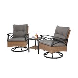 thumbnail of Outdoor-Tisch-und-Stuhl-Set aus Stahl & PE-Rattan Braun/Grau, 3-teilig, 2 Dreh-Schaukelstühle mit Tisch
