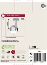Eine einzelne silberne Deckenleuchte mit LED-Modul.
