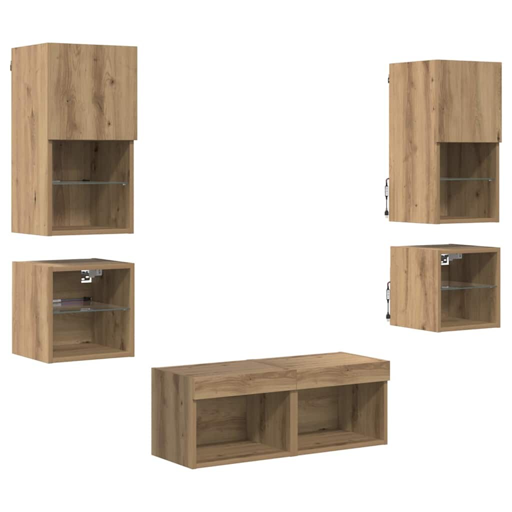 Helloshop26 - Lot de 8 meubles TV muraux modernes avec LEDs rangement design minimaliste 30 x 28,5 x 30 cm en bois d'ingénierie 02_0056083