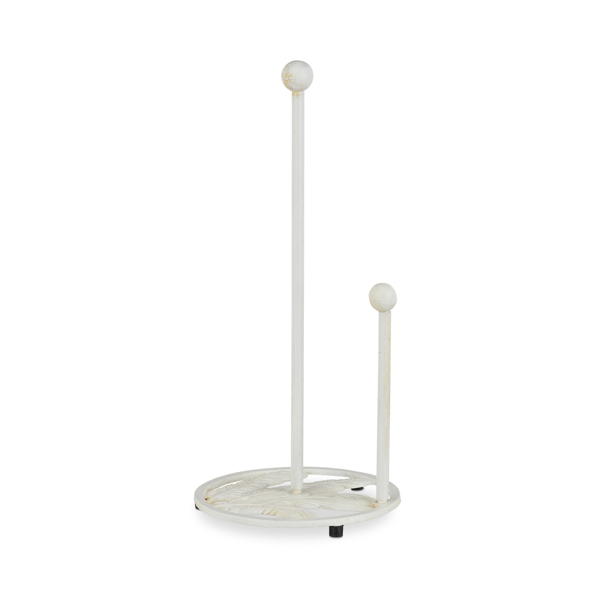 Relaxdays Küchenrollenhalter stehend, Gusseisen, Küchenpapierhalter Retro, Landhausstil, Shabby-Chic, Höhe: 33 cm, Weiß