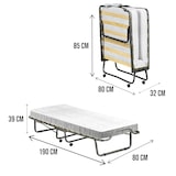 thumbnail of Dmora Letto pieghevole Dpiate, Brandina con rete 15 doghe, Materasso incluso, Lettino salvaspazio, 100% Made in Italy, 80x190h39 cm, Cover inclusa
