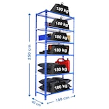 thumbnail of SimonRack Metallregal, 2500x1000x400 mm, 6 Ebenen, Metallboden, 180 kg Biegepunkt, Blau/Weiss - Simonclick