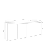 thumbnail of Sideboard, Highboard, 207x80x35 cm, 4 Türen, LED, Eiche Schwarz