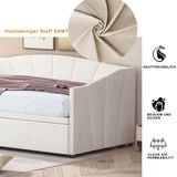 thumbnail of Polsterbett ausziehbar Schlafsofa 90x200 auf 180x200 Lattenrost Samtstoff MDF Gästebett platzsparend modern Beige