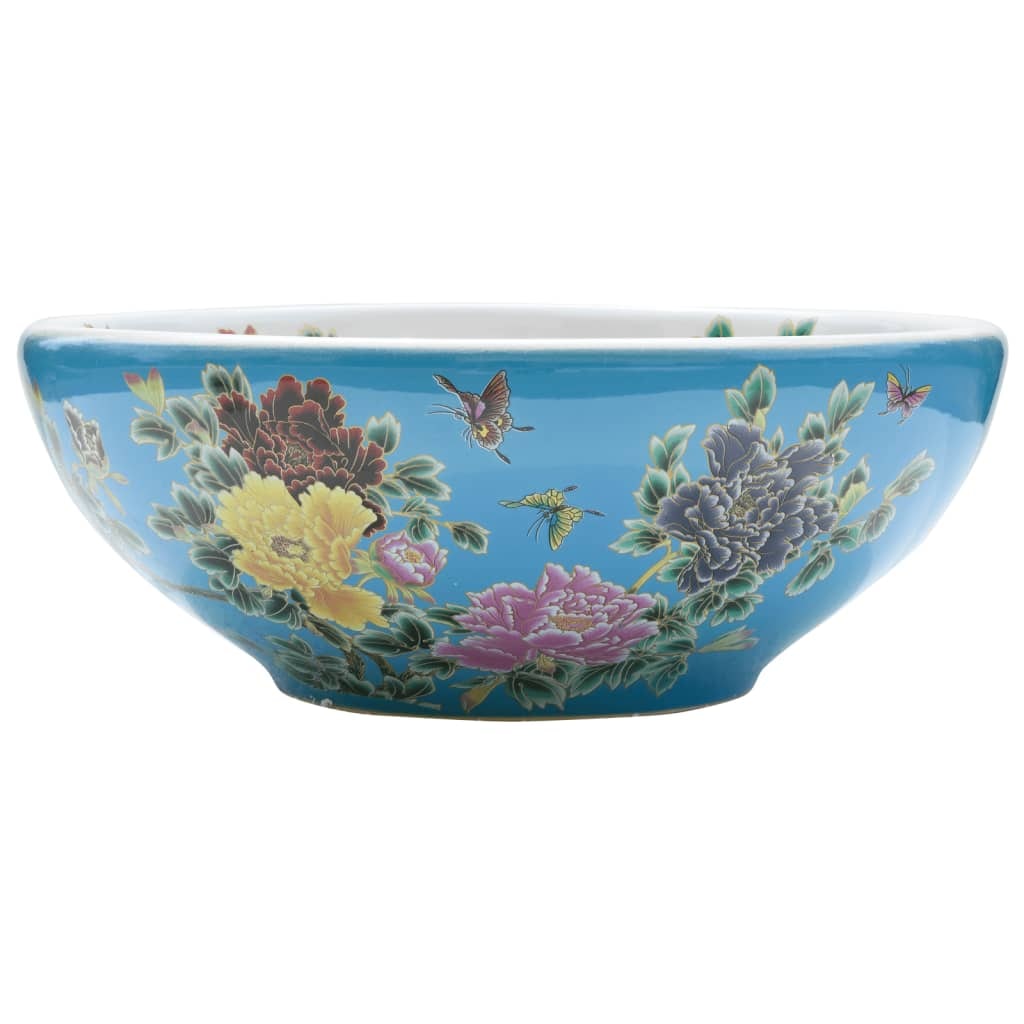 vidaXL Aufsatzwaschbecken Mehrfarbig Rund Ø41x14 cm Keramik