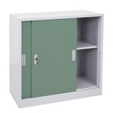 thumbnail of Aktenschrank, klein | HxBxT 90x90x45cm | mit abschließbaren Schiebetüren | Grün| Stahlschrank Büroschrank