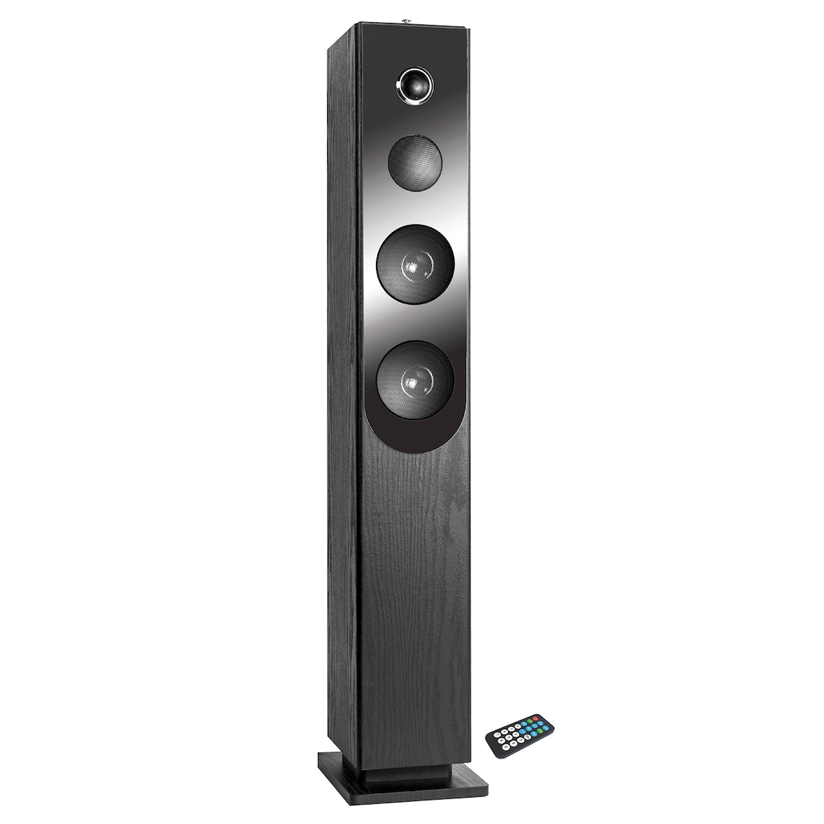 Torre de sonido Blacktower+ con reproductor de CD, Bluetooth, FM y USB, 100W + mando a distancia