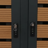 thumbnail of Décoshop26 - Doppelter Abfallbehälter mit integriertem Pflanzgefäß 124 x 134 x 84 cm WPC und Edelstahl mit Teak-Finish 04_0008998