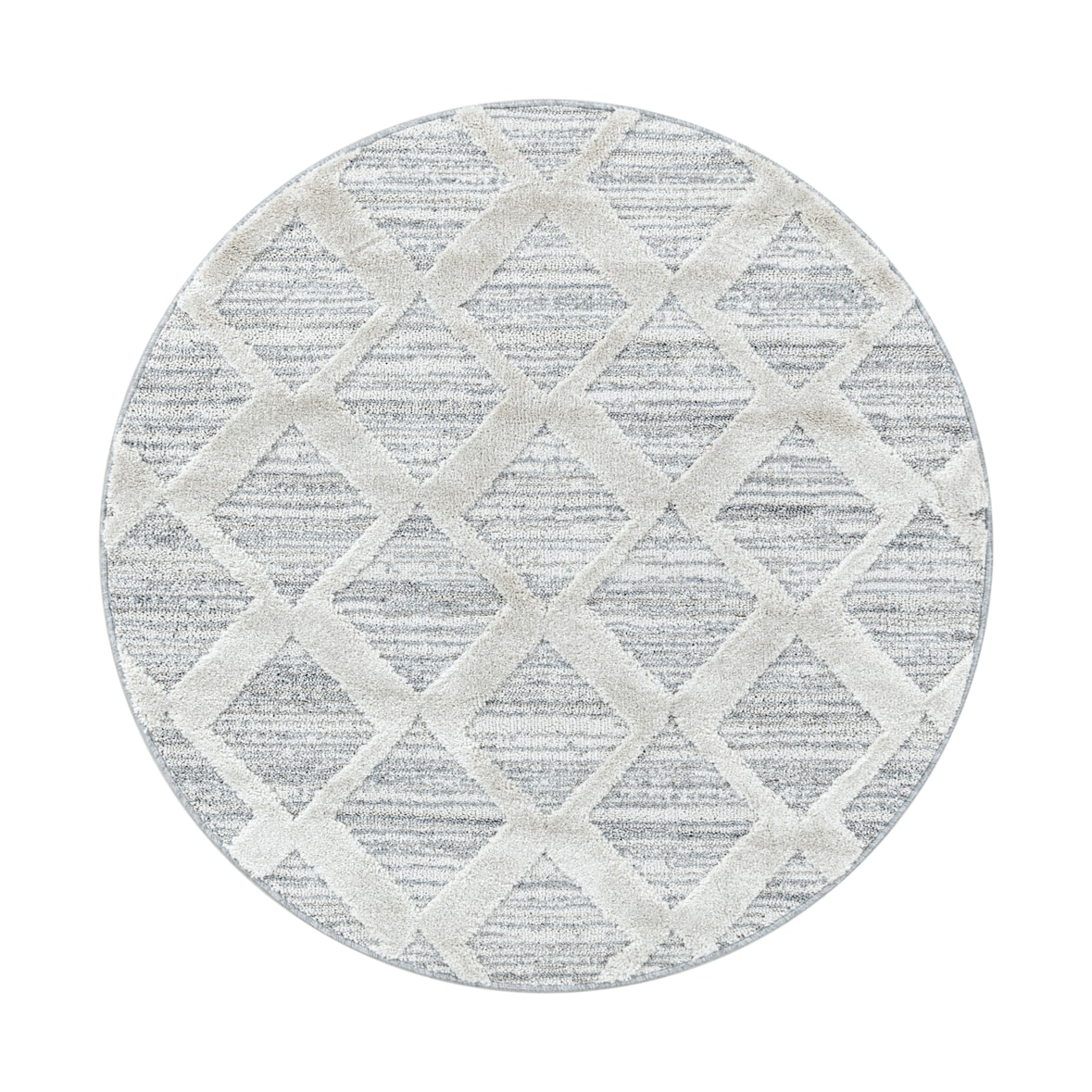 Teppich Esszimmer 3D Boho Modern Waschbar Strapazierfähig Wohnzimmer Pflegeleicht Rund Grau 160x160 cm OEKO-TEX – GENF von Kadima Design