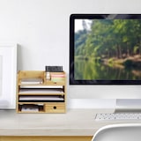 thumbnail of Relaxdays Schreibtisch Organizer, Briefablage A4, Notizzettel und Stifte ordnen, Schublade, Ordnungssystem Büro, Bambus