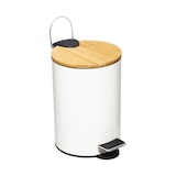 thumbnail of Caixote do lixo de pedal FIVE 3 L com tampa de bambu branco moderno