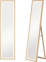 thumbnail of Standspiegel Ganzkörperspiegel 160x40x5 cm mit LED-Beleuchtung Touch Steuerung Eiche Optik Rahmen aus MDF bruchsicheres HD Glas frei stehend