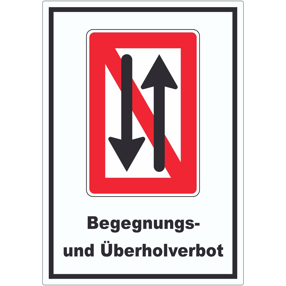 Begegnen und überholen verboten Symbol und Text Aufkleber A9 (37x52mm)