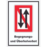 thumbnail of Begegnen und überholen verboten Symbol und Text Aufkleber A9 (37x52mm)