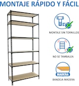 thumbnail of SimonRack Estantería Metálica, 2500x1200x400 mm, 6 Alturas, Bandeja Madera, 200 kg de Punto Flexión, Antracita/Madera - Maderclick