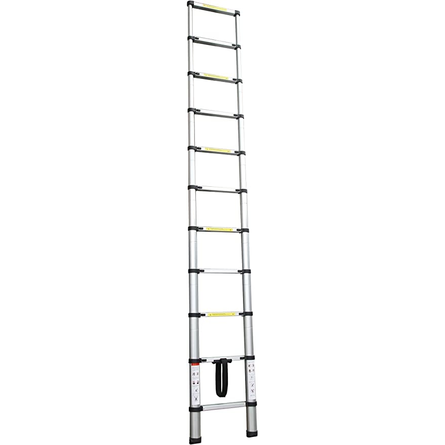 Garden Friend Scala telescopica 10 gradini in alluminio Aperta altezza max 3,20 mt Per uso domestico e bricolage Grigio