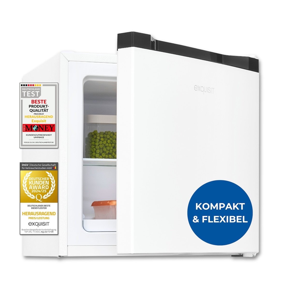 Exquisit Mini-Gefrierschrank, Tiefkühlschrank, 31 Liter, 4-Sterne-Gefrierfach, Energieklasse C, klein und kompakt, GB540-050C weiss