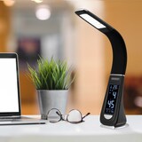 thumbnail of MONZANA® LED Schreibtischlampe mit Display Kalender Uhr Wecker Dimmbar Nachttischlampe Tischlampe Tischleuchte Schwarz