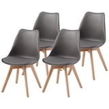 thumbnail of Albatros Esszimmerstühle 4er Set AARHUS, Grau - Beine aus Buche Massiv-Holz, Skandinavisches Retro-Design, bequemer Schalenstuhl