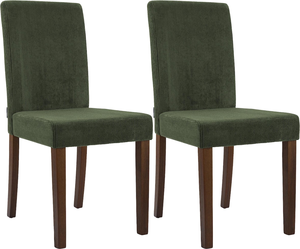 2er Set Esszimmerstuhl Ina Cord grün/antik-dunkel