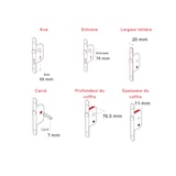 thumbnail of Serrure encastrable pour porte d'intérieur à mentonnet v/bc