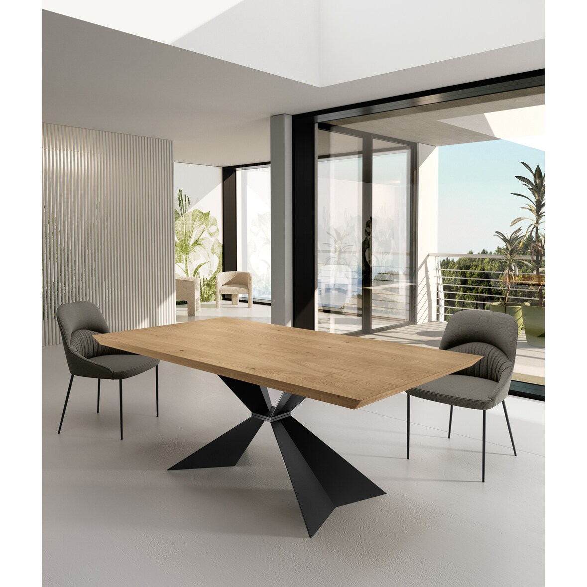 Stark - Mesa fija (200 x 100 cm) en chapa negra