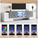 thumbnail of TV-Schrank 180x40x46 mit Bluetooth-LED, Weiß und Grau, für 60-70 Zoll Fernseher, 4 Schränke, MDF, verstellbare Trennwand