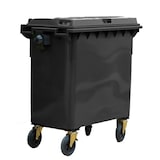 thumbnail of Contenedor para desperdicios con tapa plana y ruedas. Gris oscuro 800l.