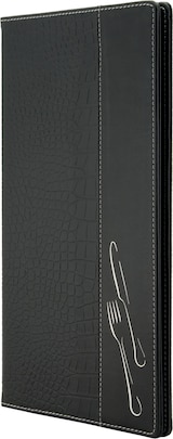 thumbnail of Securit® Speisekartenhülle A45 "Design" - Schwarz - Kunstleder mit Krokodilleffekt - 4 Sichtseiten