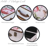 thumbnail of HMF Vintage Deko Koffer aus Holz, Aufbewahrungsbox mit Deckel und Ledergriff, stilvolle Aufbewahrung und Geschenkidee, Rose, 2er Set, 38 + 44 cm