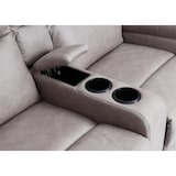 thumbnail of 2er Kinosessel HWC-K17, Relaxsessel Fernsehsessel Sofa, Nosagfederung Getränkehalter Fach ~ Stoff/Textil hellgrau